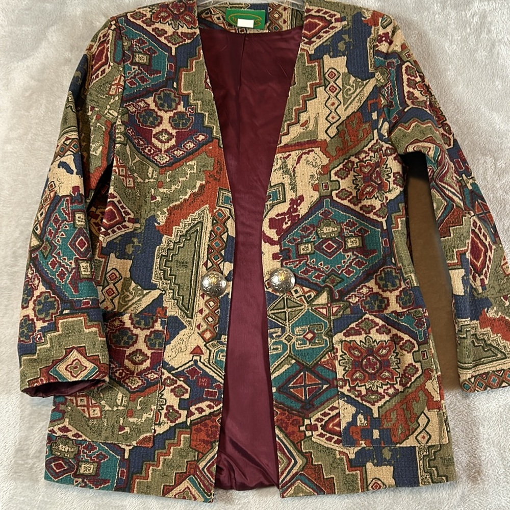 Wraps vintage western southwestern print blazer S tapestry